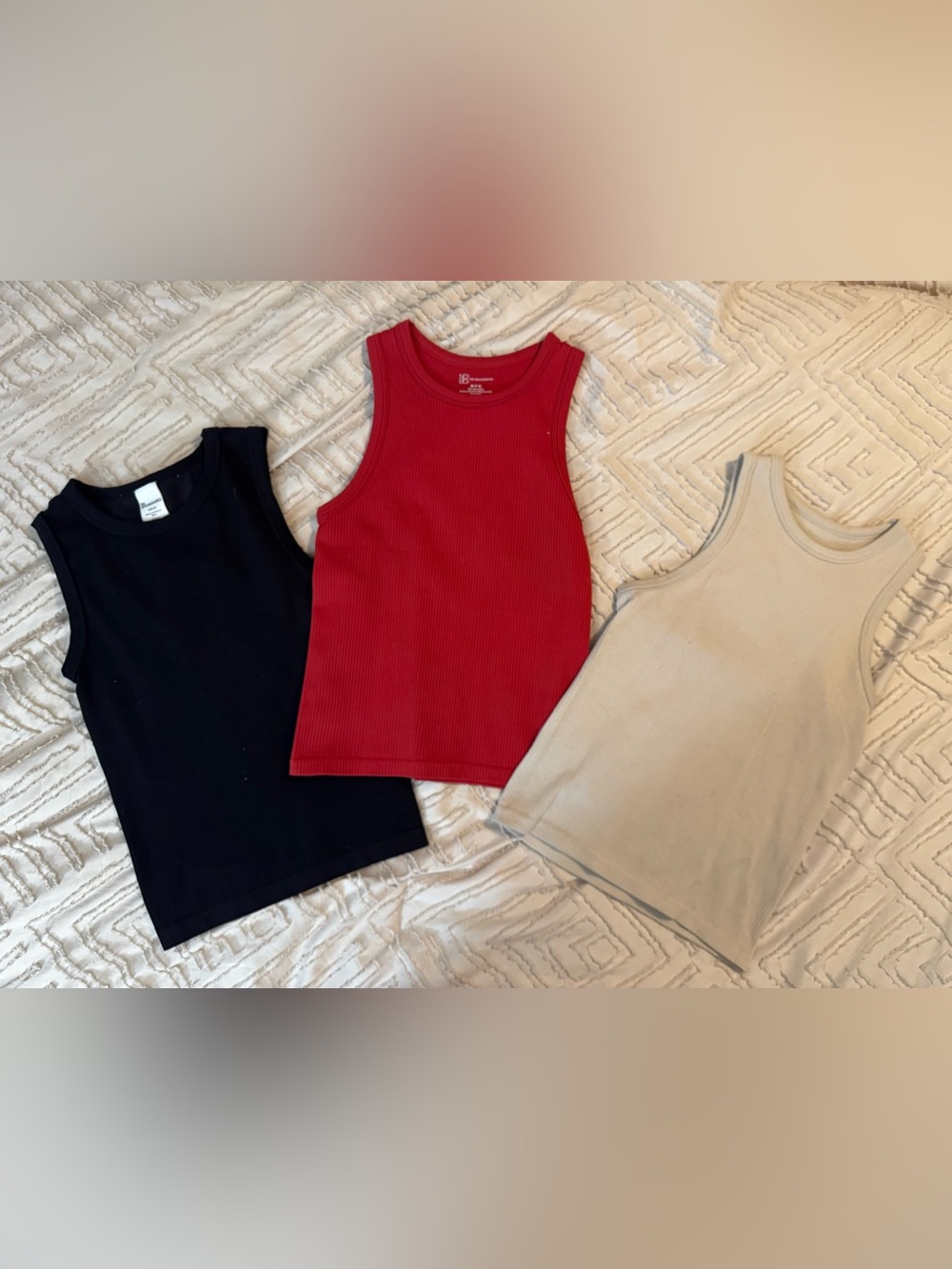 No Boundaries Kids Ribbed Tank Tops - Black, Red, Tan